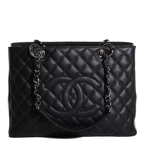 chanel black caviar cc tote|CHANEL Caviar Quilted Grand Shopping Tote GST Black.